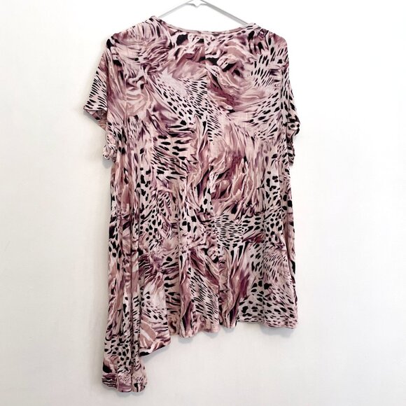 JENNIFER LOPEZ Plus Size Strappy Asymmetrical Top Mauve Purple ish Animal Print - Picture 14 of 16
